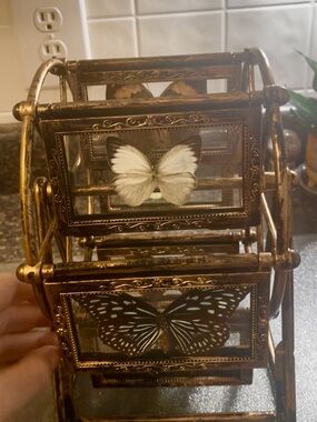 Decorative Butterfly Ferris Wheel Table Accent - Gold and Black